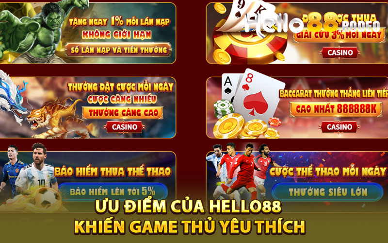 Hello88 - Thiên Đường Cá Cược 2Hello88.com Tặng 100k 3 Ưu điểm của Hello88 khiến game thủ yêu thích